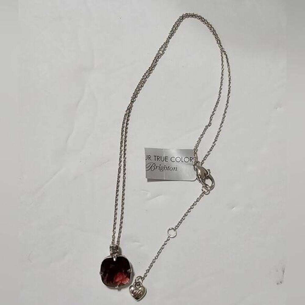 Brighton YTC Loveable Silver Tone Purple Crystal Heart Pendant‎ Necklace